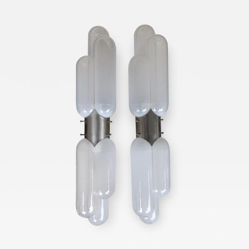 Carlo Nason Pair of Torpedo Sconces by Carlo Nason for Mazzega Murano Italy 1970s
