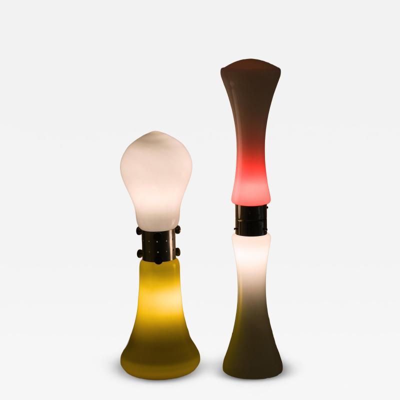 Carlo Nason Rare Pair of Floor Lamps in Glass and Steel by Carlo Nason 1970s