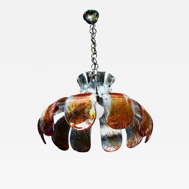 Carlo Nason Unique Carlo Nason Amber Chandelier for Mazzega Italy 1970s