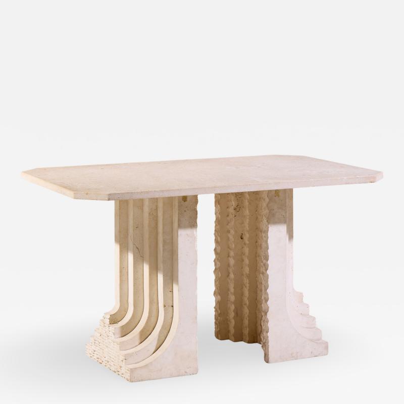 Carlo Scarpa Carlo Scarpa Style Mid Century Italian Travertine Table