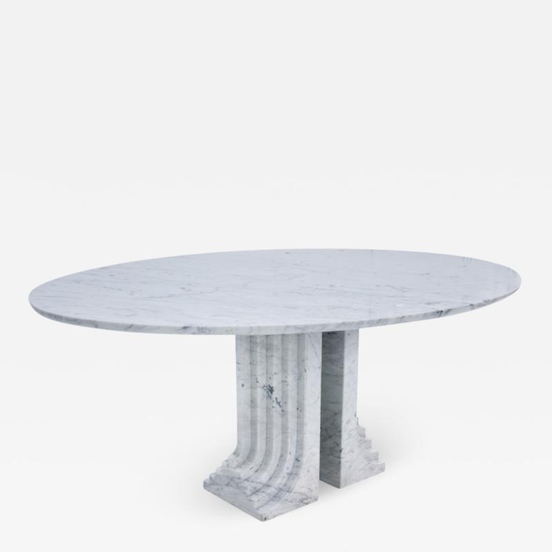 Carlo Scarpa Carlo Scarpa for Simon Modern Carrara Marble Oval Samo Italian Table 1970s