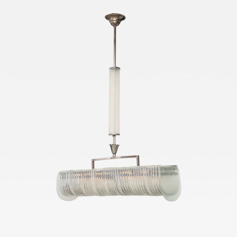 Carlo Scarpa Carlo Scarpa for Venini Cut Glass and Nickel Rectangular Chandelier circa 1930