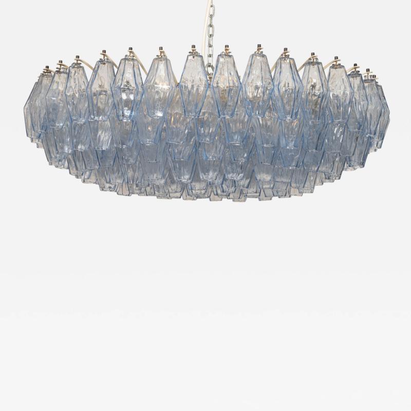 Carlo Scarpa Original Blue Glass Poliedri Chandelier by Carlo Scarpa for Venini Italy c1960