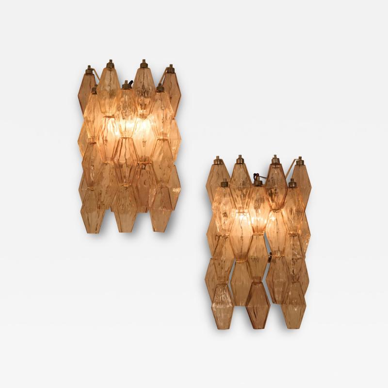 Carlo Scarpa Pair Carlo Scarpa for Venini Poliedri wall lights Italy circa 1960