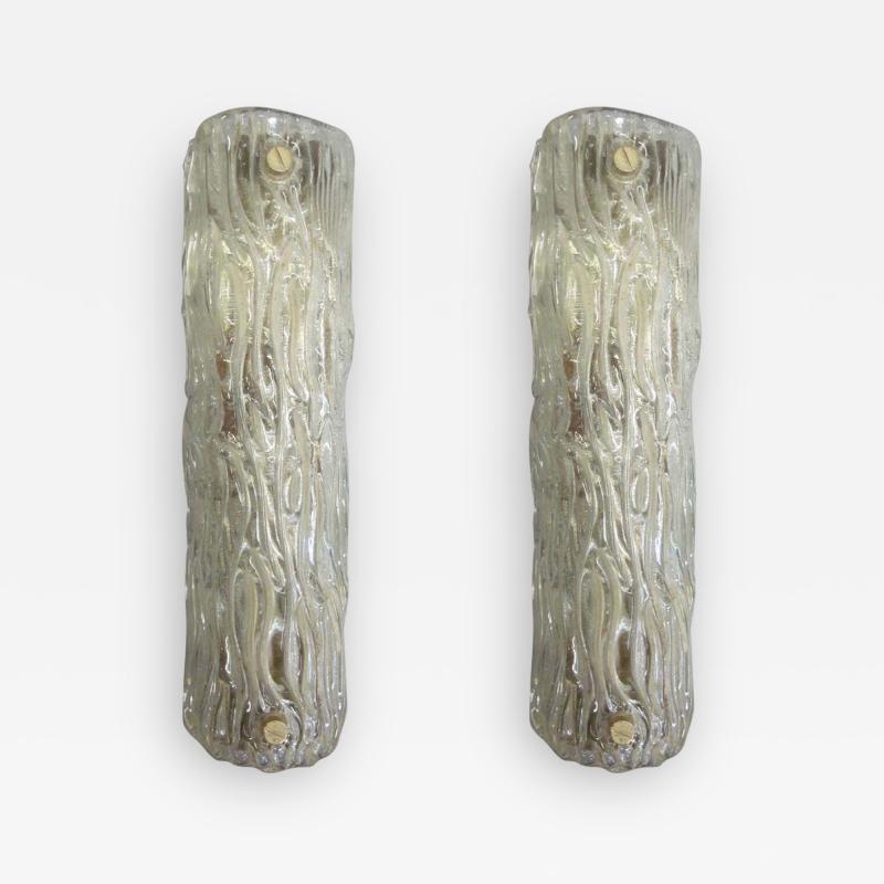 Carlo Scarpa Pair of Large Italian Midcentury Murano Glass Sconces Carlo Scarpa for Venini