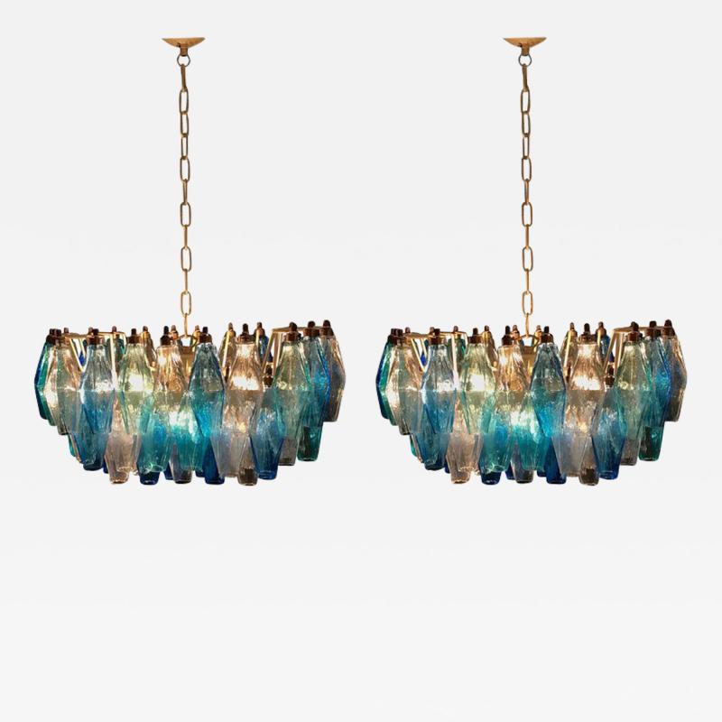 Carlo Scarpa Pair of Murano Poliedri Chandelier in the Style of Carlo Scarpa