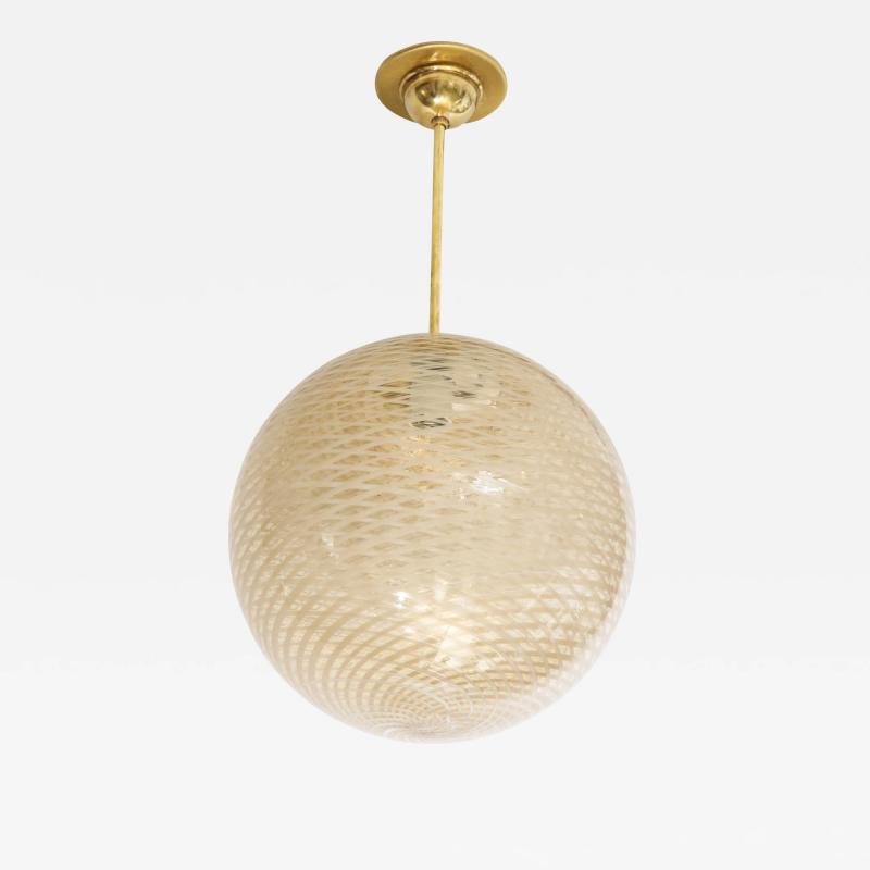 Carlo Scarpa Venini 1930s reticello glass globe chandelier