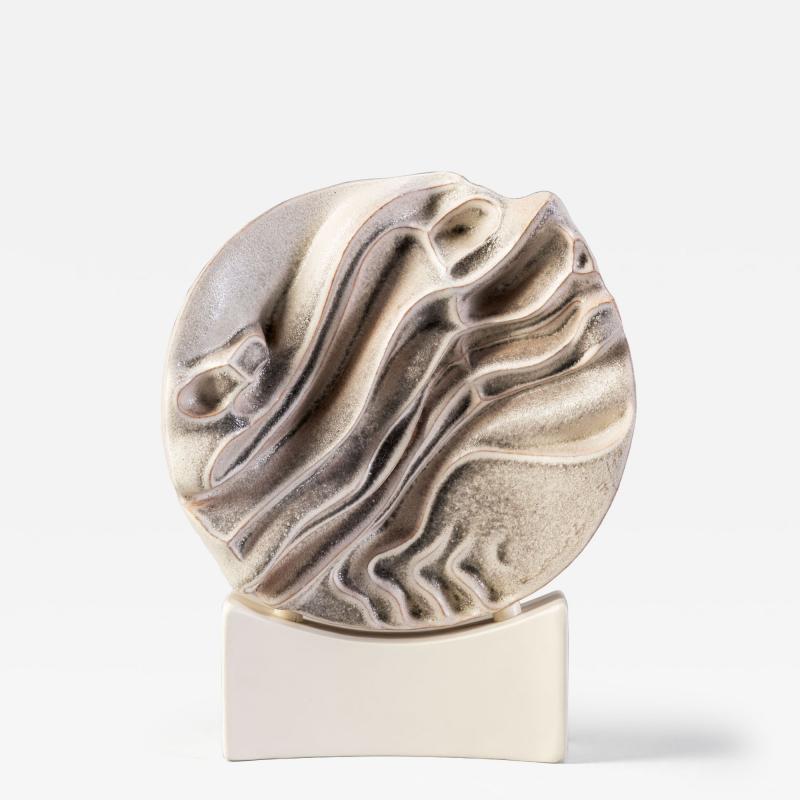 Carlo Zauli Carlo Zauli circular abstract sculpture in white stoneware 1970s