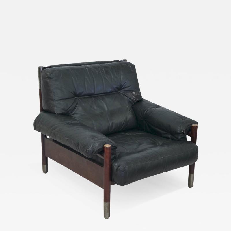 Carlo de Carli Carlo di Carli Black Midcentury Lounge Chair with Ottoman Model Sella by Carlo de Carli 1960s