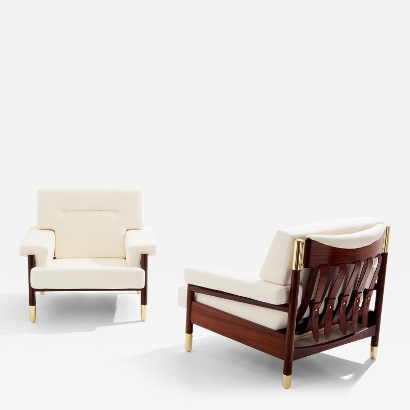 Carlo de Carli Carlo di Carli Carlo De Carli pair of armchairs rosewood brass leather 1966