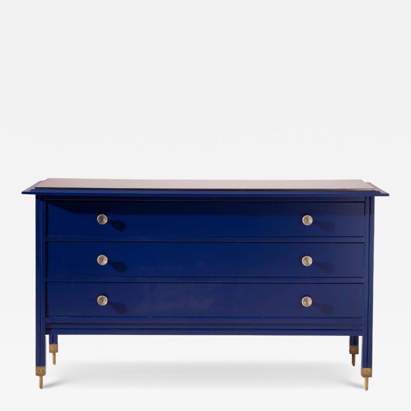 Carlo de Carli Carlo di Carli Carlo de Carli chest of drawers in blue lacquered wood by Sormani Italy 1960s