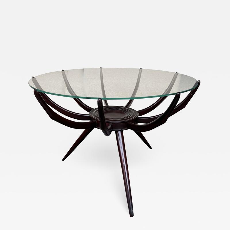 Carlo de Carli Carlo di Carli Mid Century Wood and Glass Spider Coffee Table by Carlo De Carli Italy 1950s