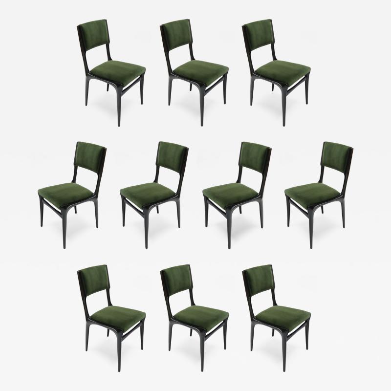 Carlo de Carli Set of Ten 1950s Carlo de Carli Ebonized Dining Chairs