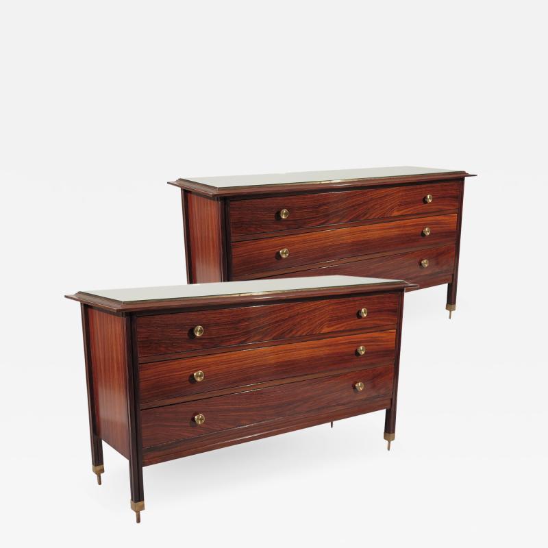 Carlo di Carli Rare Pair Three drawer commodes