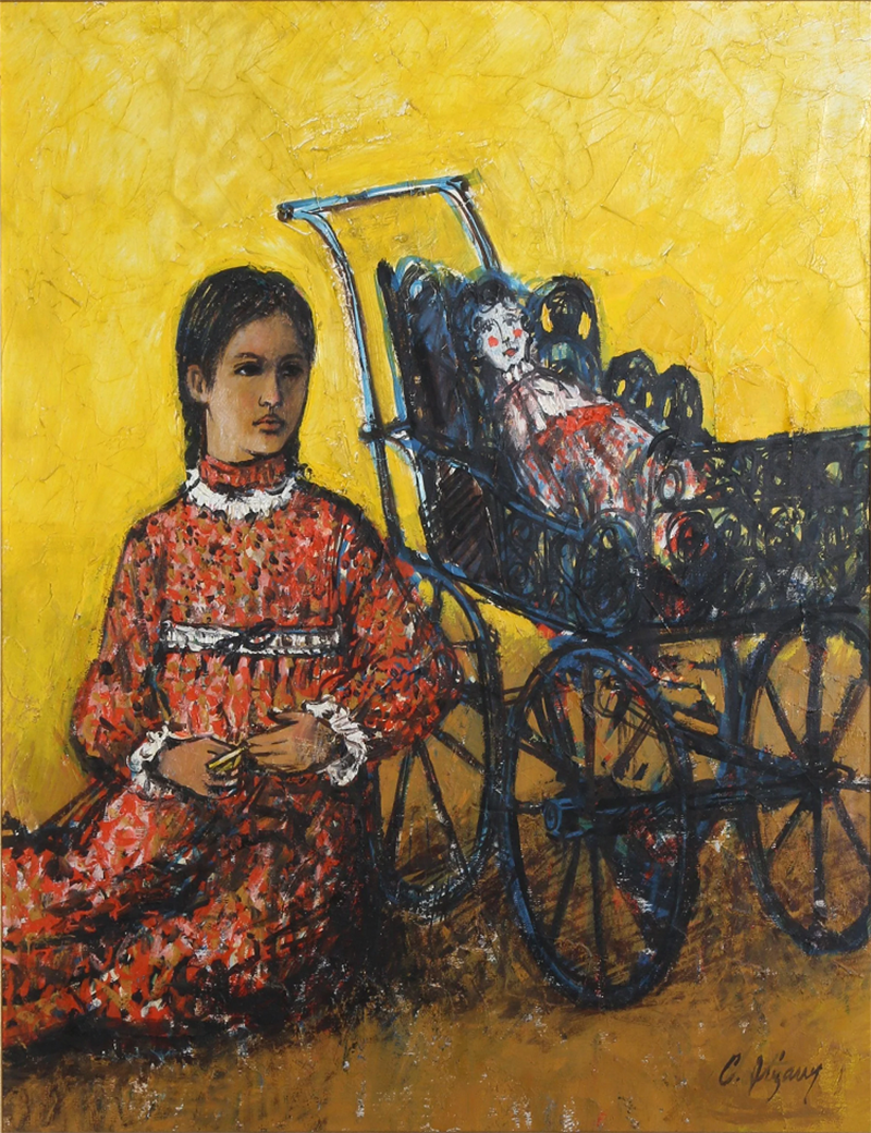 Carlos Irizarry Child with Doll and Buggy