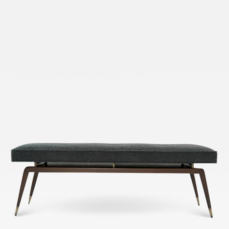 Carlos Solano Granda Gio Walnut Bench in Charcoal Boucl 