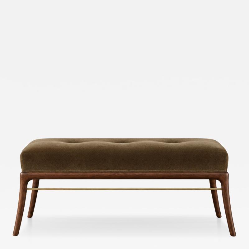 Carlos Solano Granda Sabre Leg Bench Series 48 in Special Walnut by Stamford Modern