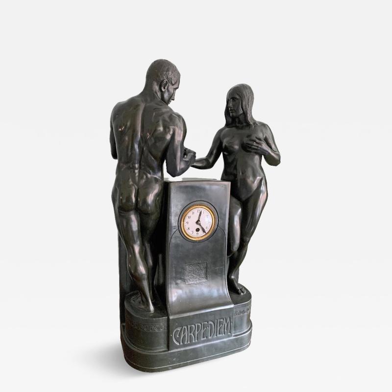 Carpe Diem Large Jugenstil Sculpture and Clock