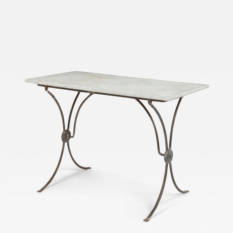 Carrara Marble Top French Iron Garden Table