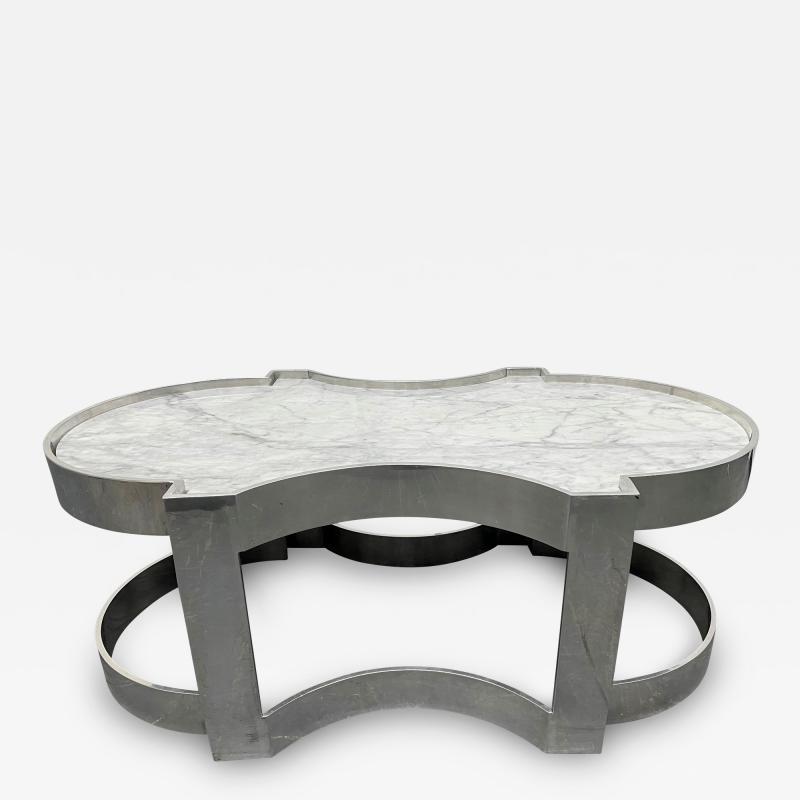 Carrara Marble and Chrome Two Tier Coffee Table