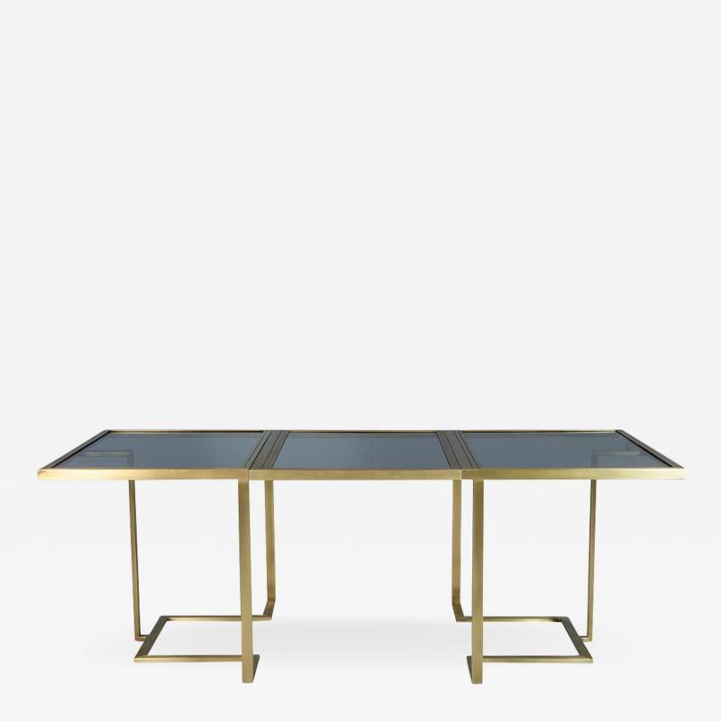 Carrocel Custom Modern Brass Glass Expandable Table
