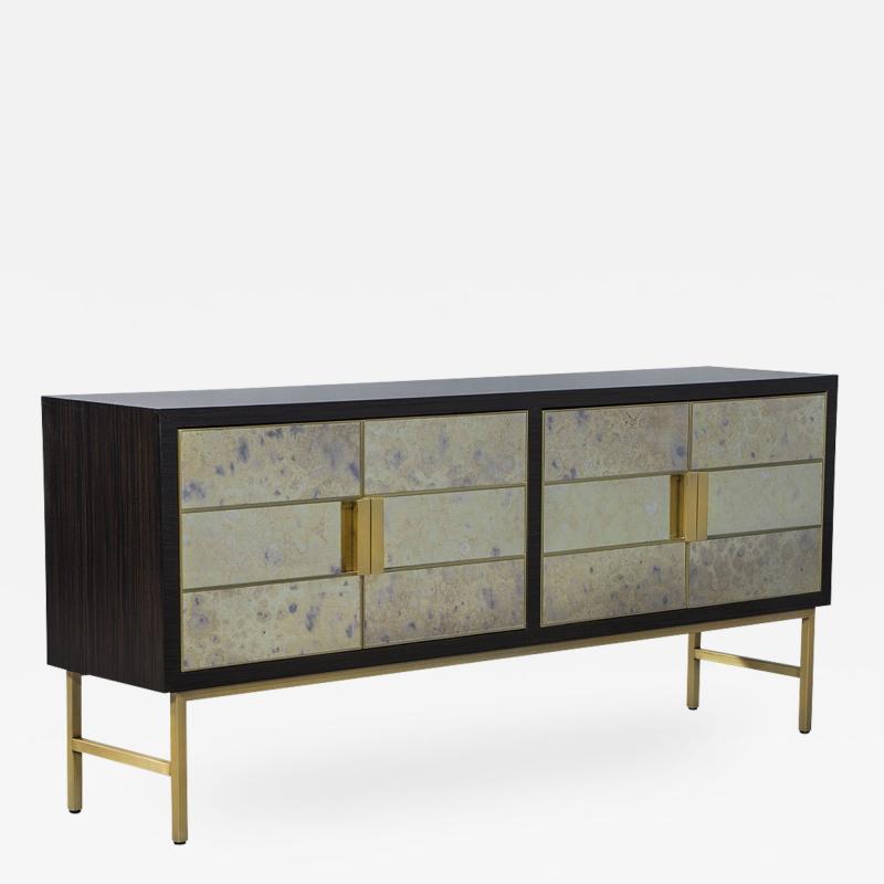 Carrocel Custom Modern Walnut Mirrored Sideboard Buffet