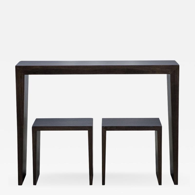 Carrocel Custom Walnut Console Table and Stool Set