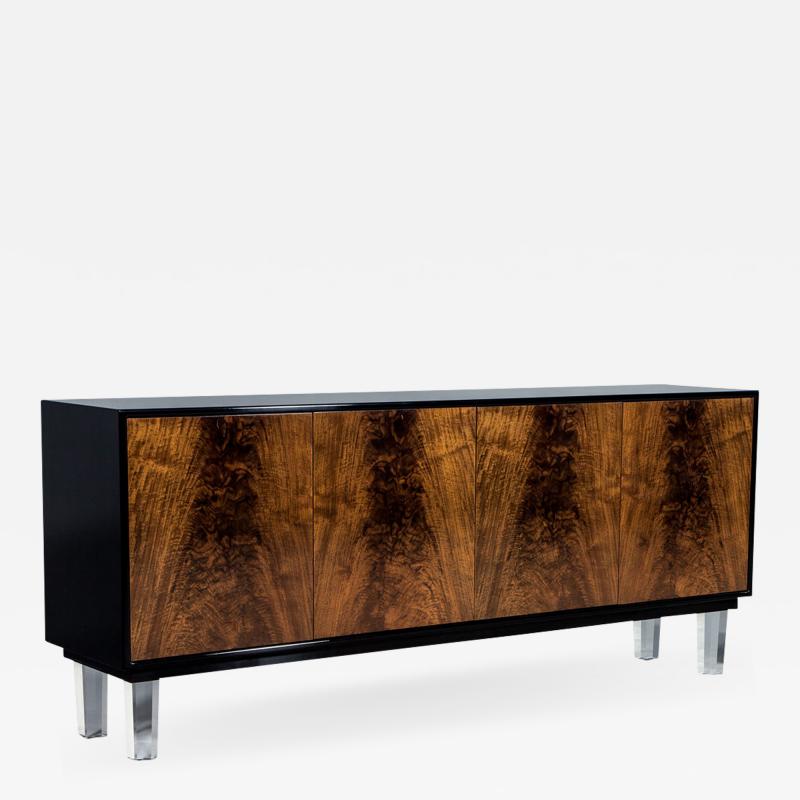 Carrocel Custom Walnut and Acrylic Modern Credenza