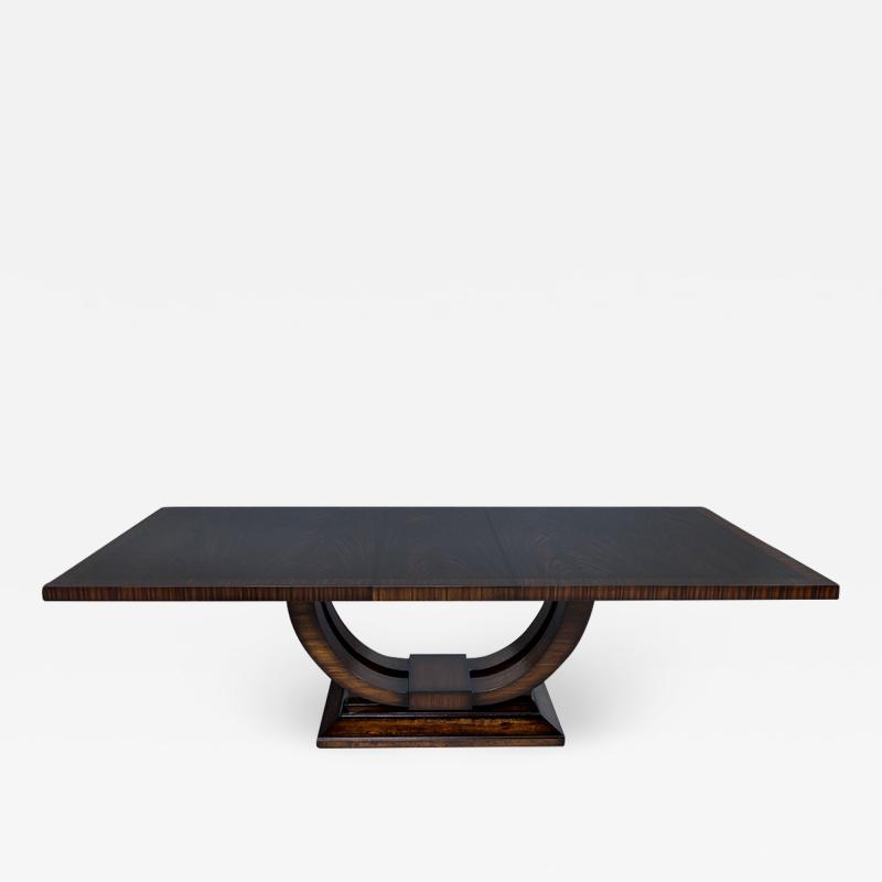 Carrocel Interiors Custom Art Deco Style Mahogany Dining Table with Rosewood Banding by Carrocel