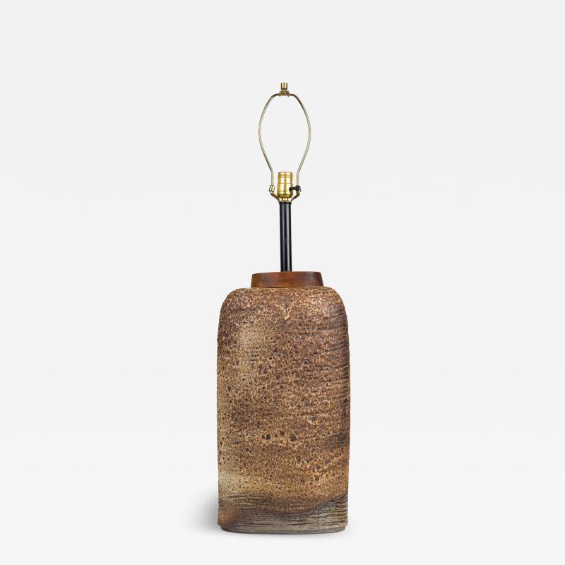 Carstens Keramik Carstens Mid Century West German Ceramic Lava Glazed Brown Table Lamp