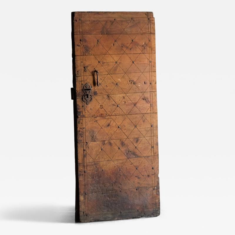 Carved Geometric Vernacular Pine Door Hautes Alpes France 19th Century