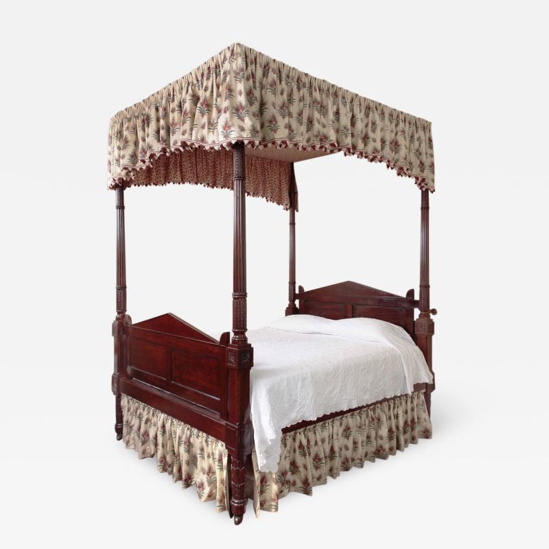 Carved Mahogany Four Posted Bed