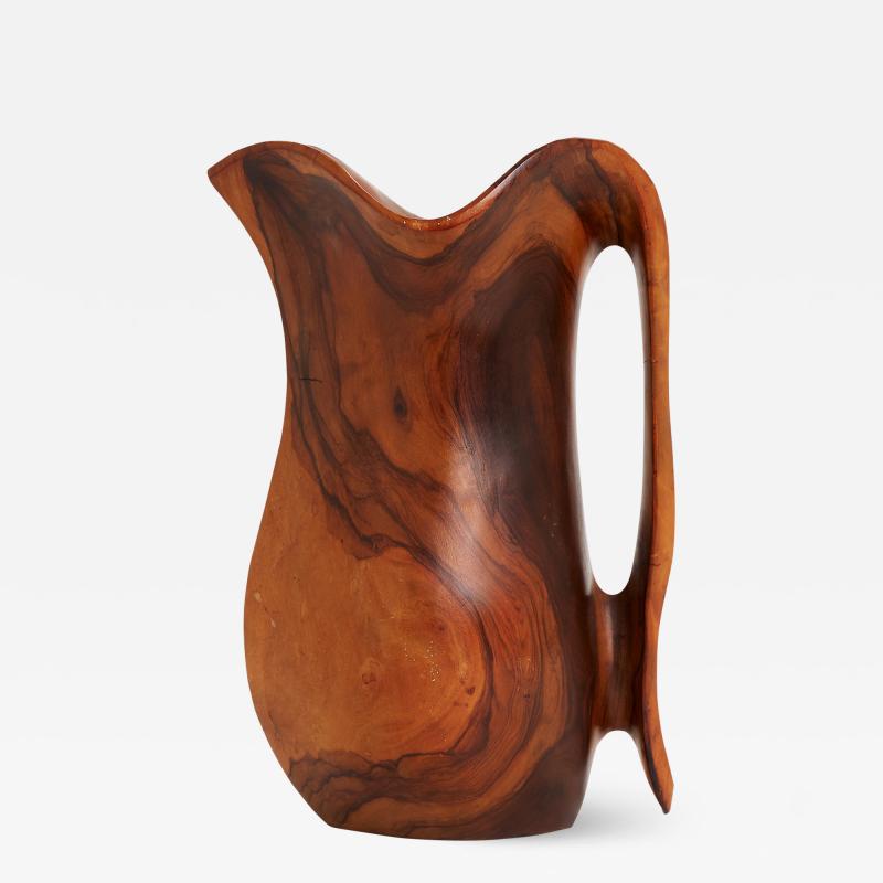 Carved Olive Wood Jug