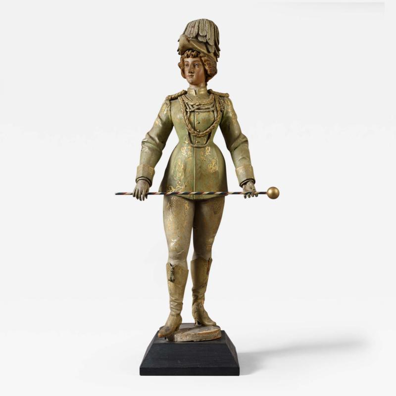 Carved Painted Band Organ Figure of a Woman Dressed in a Parade Uniform