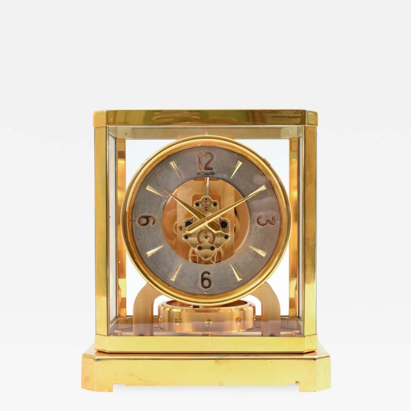 Case Glass Brass Jaeger Le Coultre Mantel Desk Clock