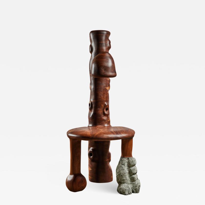 Casey McCafferty Sculptural Walnut Lamp