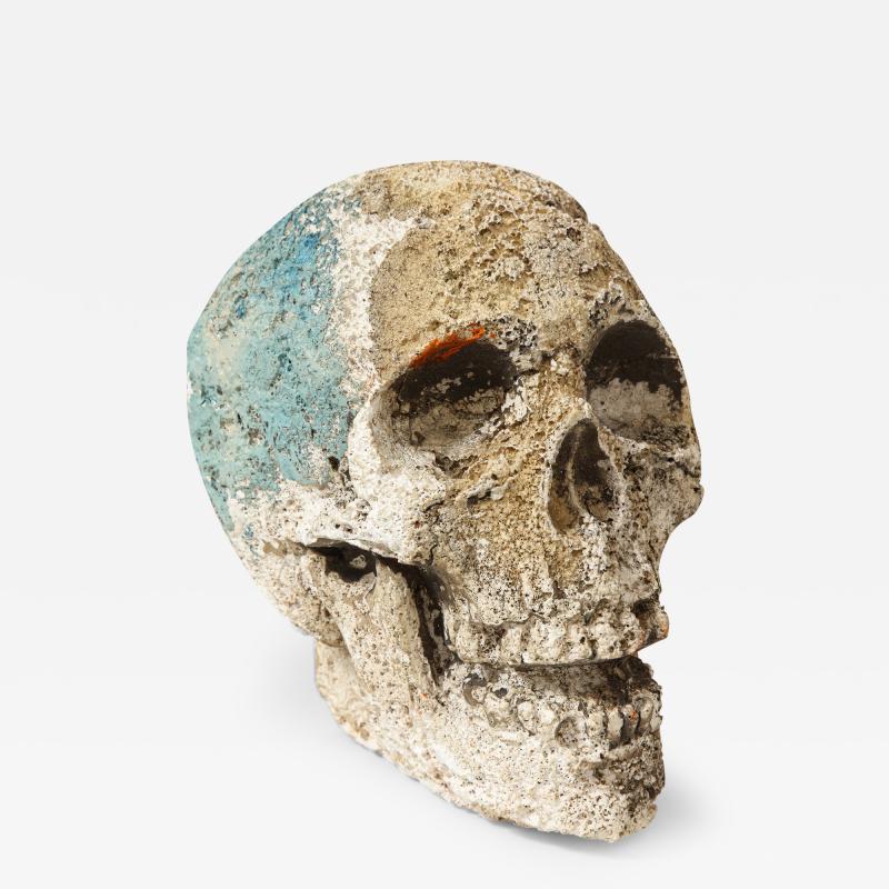 Cast Concrete Sculpture of a Skull