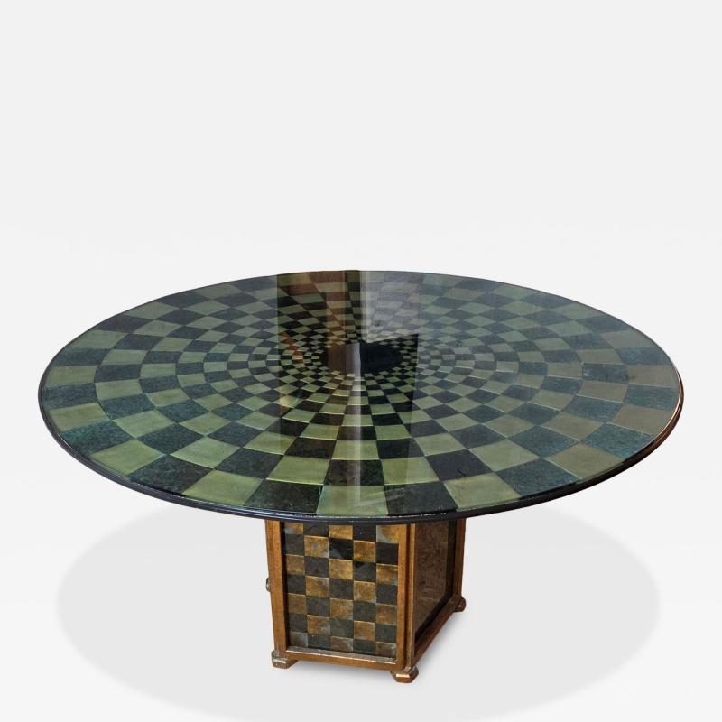 Cast Glass Bronze Op Art 54 Dining Table CA Studio 1980s