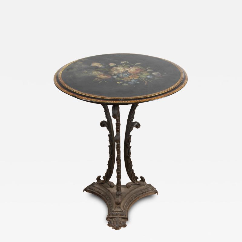 Cast Iron Side Table With Painted Slate Top