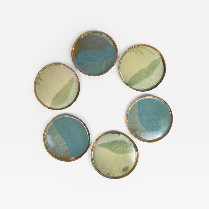 Catherine Bonte Navarrot SET OF 6 GLAZED STONEWARE PLATES 24 CM