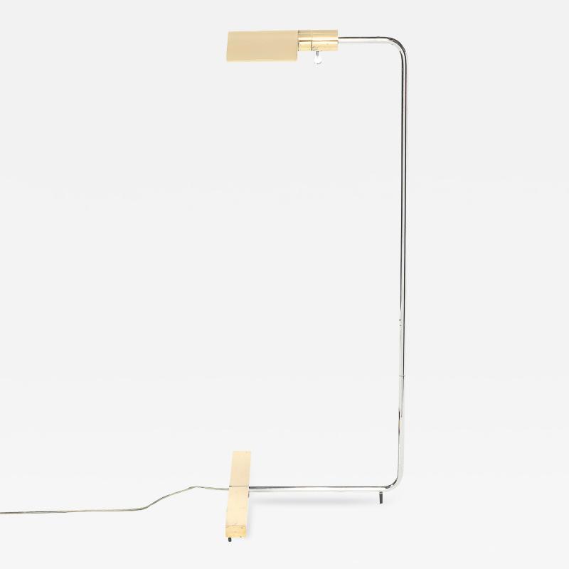 Cedric Hartman Mid Century Adjustable Polished Brass Nickel Floor Lamp signed Cedric Hartman