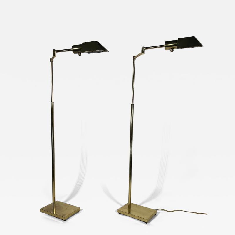 Cedric Hartman Pair of Cedric Hartman Style Mid Century Brass Swing Arm Floor Lamps