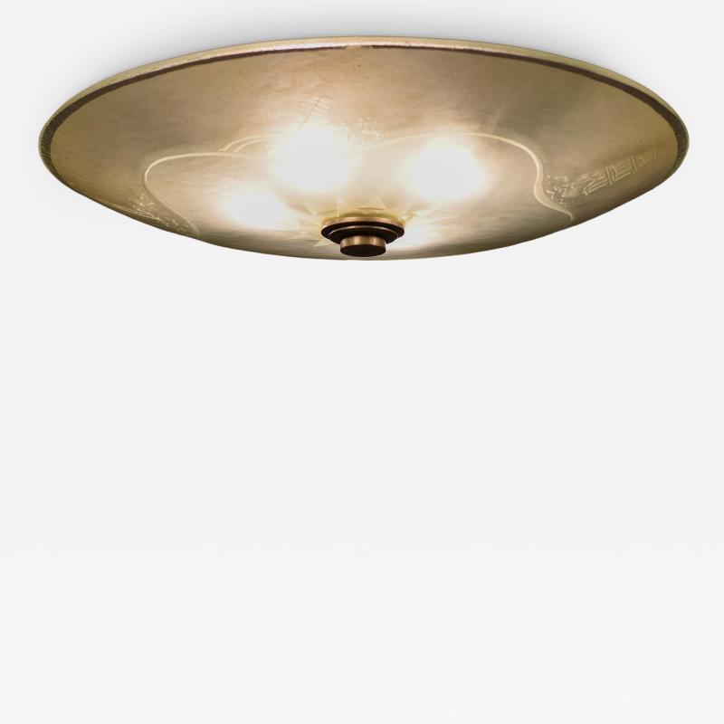 Ceiling Lamp in Glass and Steel 1940s