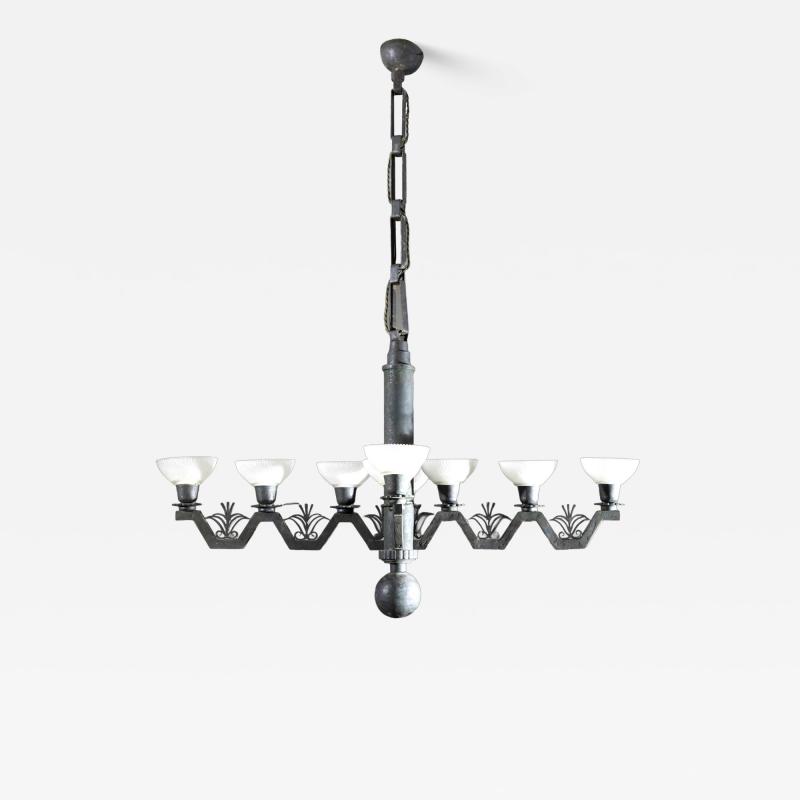 Ceiling light in Wrought Iron and Glass