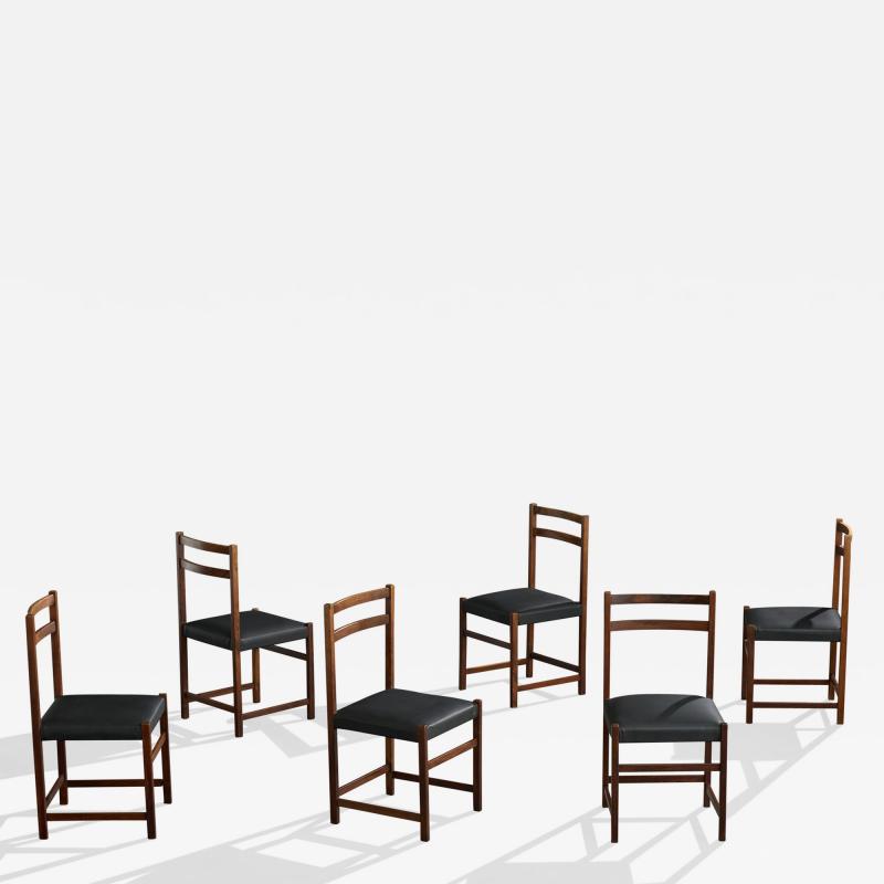 Celina Decoracoes Dining Room Chairs with Wood and Leather Brazil 1960s