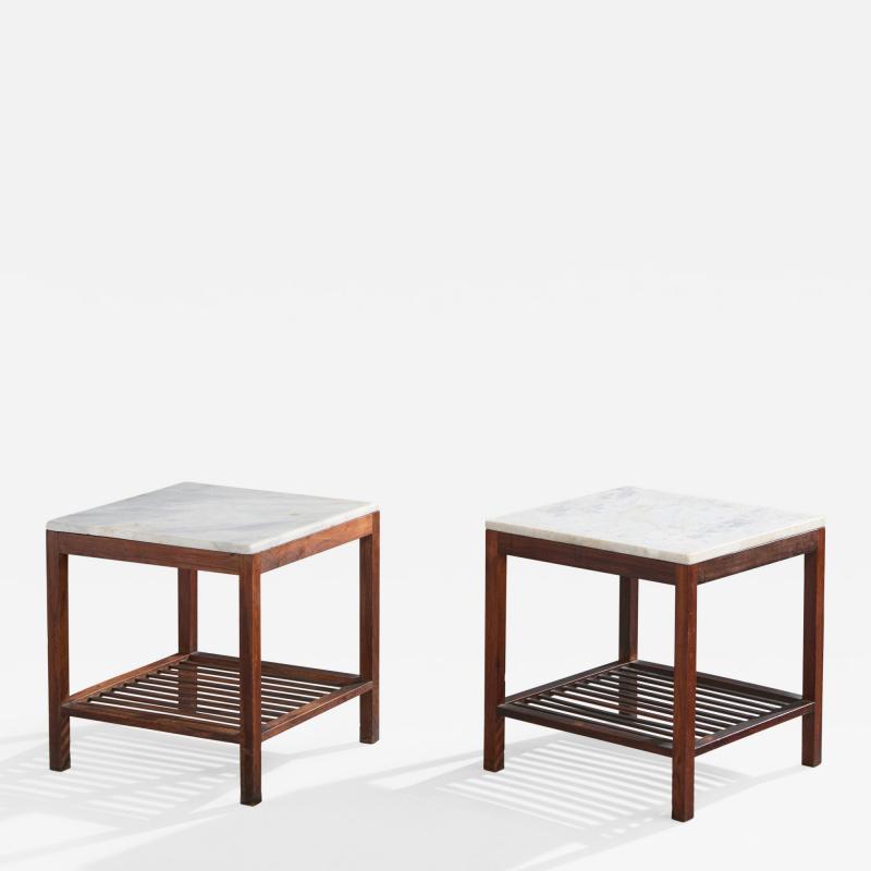 Celina Decoracoes Side Tables with Wood and Marble Brazil 1960s