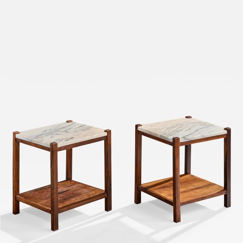Celina Decoracoes Side Tables with Wood and Marble Brazil 1960s