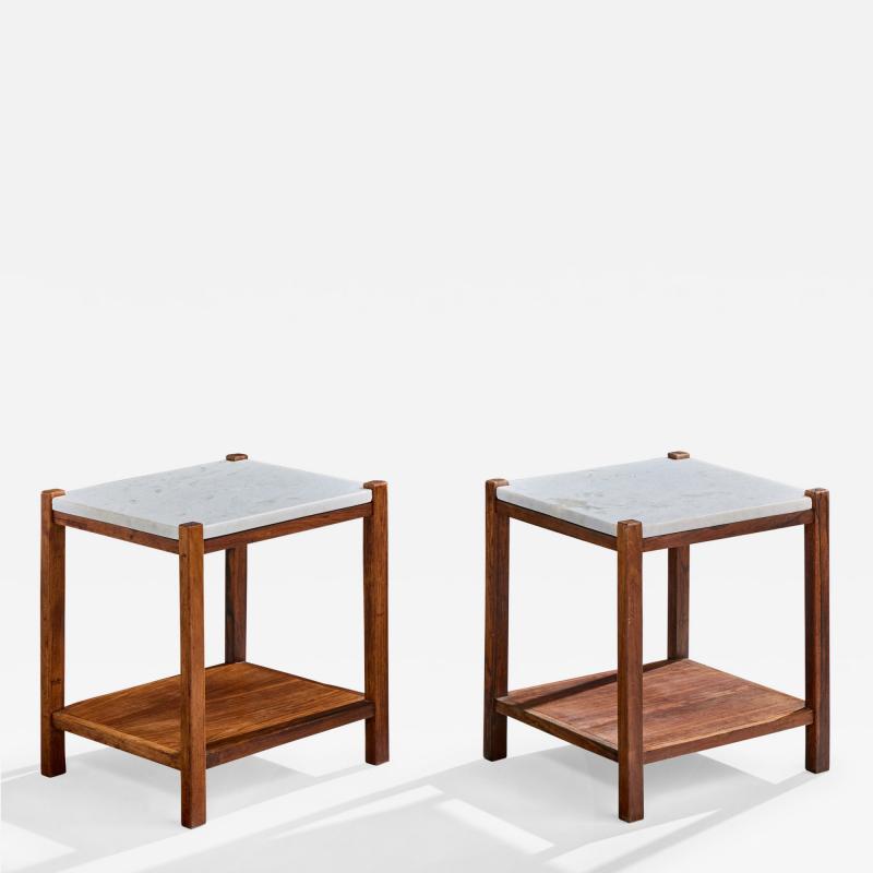 Celina Decoracoes Side Tables with Wood and Marble Brazil 1960s