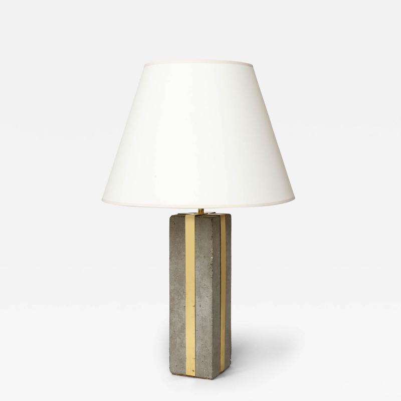 Cement and Patinated Brass Table Lamp United States c 1980