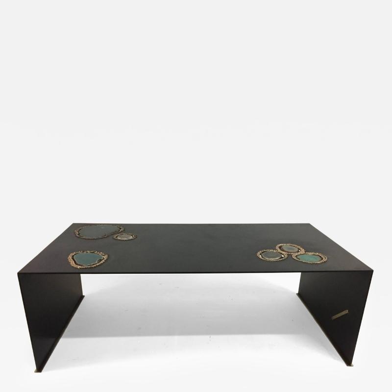 Cenotes an Original Custom Designed Cocktail Table with Agate Elements